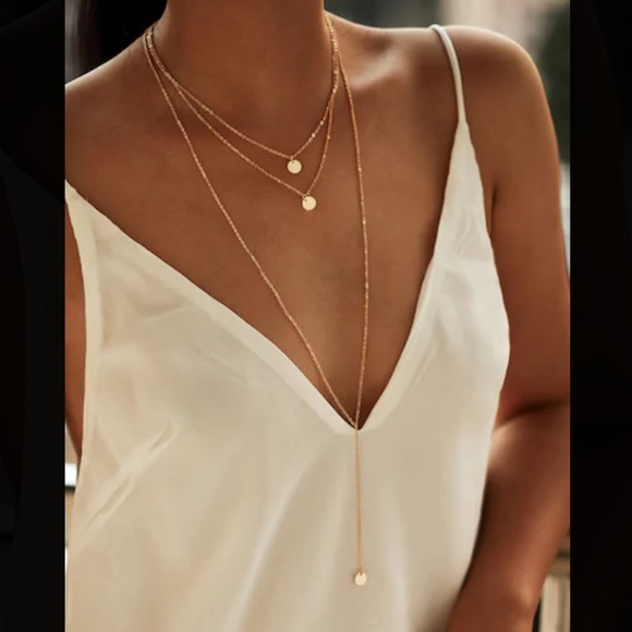 LAST ONE Gold Triple Layer Pendant Necklace - Picture 2 of 3